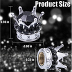 4PCS Crown Bling Tire Stem Valve Caps, Crystal Diamond Car Wheel Tire Valve Caps Universal Copper Core Stem Covers for Cars, SUV, Trucks, Bikes, Motorcycles, Bicycles (Silver & Black)