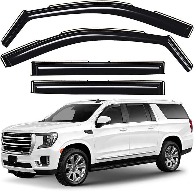 Window Deflectors Smoke Tinted In-Channel Side Window Vent Visor Deflectors Rain Guards Compatible with GMC Yukon XL 2021-2026 - 4pcs. GW0607