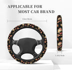 Watercolor Pink Hisbicus Steering Wheel Cover, Elastic Non-Slip Steering Wheel Protector,Auto Interior Decor for Women Girls,Universal 15" Fit for Sedans,Trucks