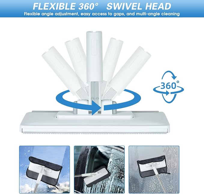 Disposable Dust Mop with 3 Shiny Cleaning Wipe Cloths, 360°Spin No Wash Mop, 4Ft Extension Pole Snap Grip Mini Mop -Automatic Cloth Changing, Small Disposable Dust Mop Set for Tile, Floor and Wall