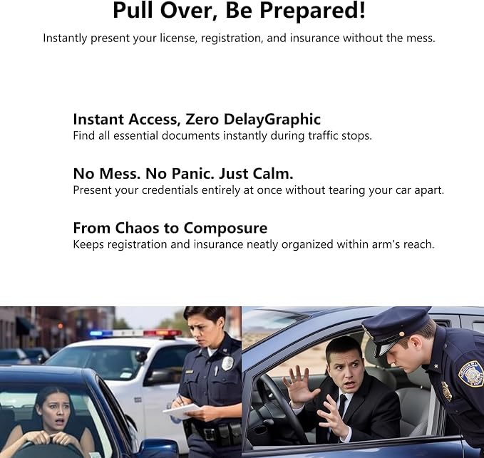 Black Car Registration and Insurance Holder with Magnetic Closure for Glove Box Organizers Car Document Holder Car Document Organizer Car Glove Box Organizer