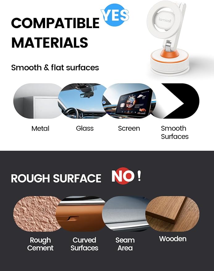 for Magsafe Car Mount - [Ultra Nano Gel & 70+LBS Vacuum Suction] 360° Magnetic Phone Holder for Car Suction Cup Phone Mount Dashboard Windshield Car Mount for iPhone 17 16 15 14 Pro Max White