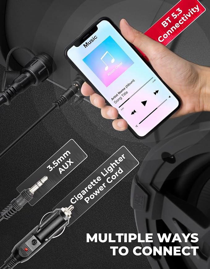 ATV Speaker 6.5 Inch Bluetooth-connectivity ATV UTV Sound Bar w/ 20 RGB Light Modes, 2X Full Range Speakers 2X Tweeters Boat Sound System Compatible with Polaris Sportman Fourtrax Can Am