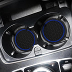 Mandark 2PCS Car Cup Holder Coasters, 2.75 Inch Non-Slip Insert Water Bottle Holder Pads, Dustproof Automotive Interior Accessories Mat, Universal for Vehicles, Trucks, RVs and More(Black/Blue)