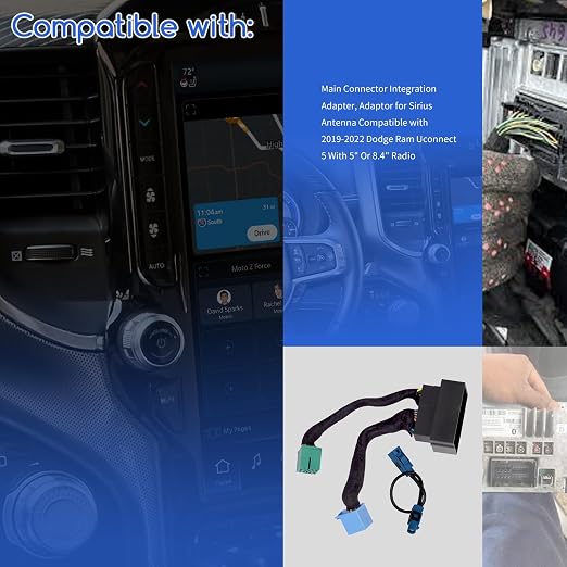 Main Connector Integration Adapter,Adaptor for Sirius Antenna Compatible with 2019-2022 Dodge Ram UCONNECT 5 with 5" Or 8.4" Radio