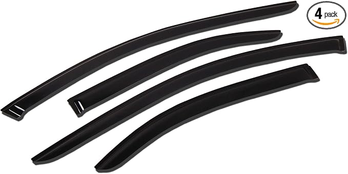 WV-462 Outside Mount Window Visor Deflector Rain Guard Dark Smoke 4-pc Set, Compatible with 2007-2016 Toyota Tundra Double Cab/Extended Cab