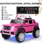 JOYLDIAS Ride On Cars, Licensed Mercedes-Benz Maybach G650S, 12V7AH Battery Powered Toy Electric Car for Kids W/LED Underglow Lights,Remote Control, 2 Motors, 3 Speeds, Music, Bluetooth,Horn,Pink