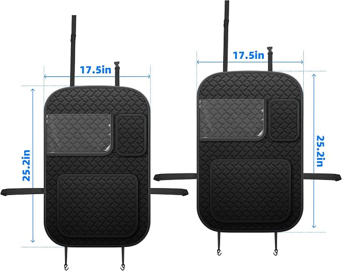 Back Seat Protector 2 Pack Fit for Honda Odyssey Car Kick Mats with Touch Screen Tablet Holder Storage Organizer Waterproof Dirt Proof Faux Leather Auto Accessories for Kids (1 Pair Black)