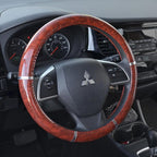 Dark Wood Grain Car Steering Wheel Cover, Standard 15 inch Size, Made to Fit Most Auto Truck Van SUV