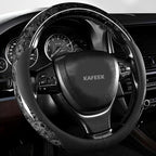 Wood Grain Steering Wheel Cover Microfiber Leather Universal 14 1/2-15 inch, Car Steering Wheel Cover Men Women, Comfortable, Anti-Slip, Odorless, Black