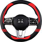 Premium Grip Steering Wheel Cover with Anti-Slip Rubber Ring, Made of Carbon Fiber & Breathable PU Leather, Universal Fit for 14.5-15 Inch Car and SUV (Passion Red)