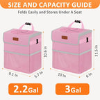 3 Gallons Car Trash Can with Lid, Car Trash Bag Bin Hanging Waterproof Automotive Garbage Cans Leak Proof Vehicle Trash Can Pink