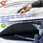 Car Windshield Snow Cover with Side Mirror Cover & 2 in 1 Brush | Thickened 4 Layers, Cold Protection, Ice Scraper, For Most Cars SUVs Trucks