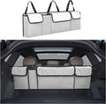 Car Trunk Organizer, Backseat Hanging Large Storage with Adjustable Straps,Waterproof PVC Collapsible Cargo Bag, Car Interior Accessories for Auto SUV MPV (White)