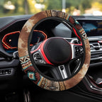 Car Steering Wheel Cover Universal Fit SUV Truck Van, Anti-Skid Soft Stretchy All Weather Protection Auto Decor Accessories, Aztec Navajo Splash Brown