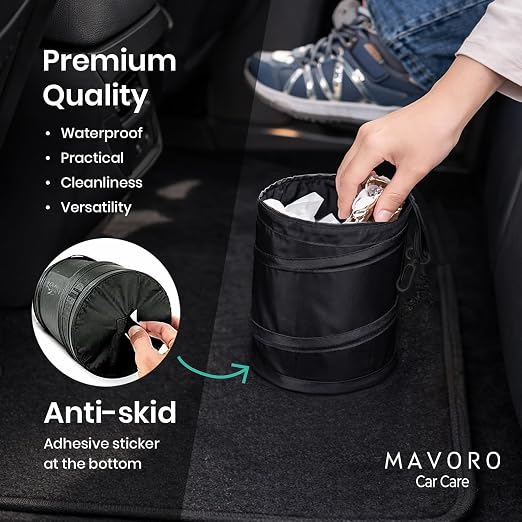 2 Pack, 1 Gallon Car Trash Can | Waterproof Collapsible Pop-Up Car Bin (2 Pack, 1 gal)
