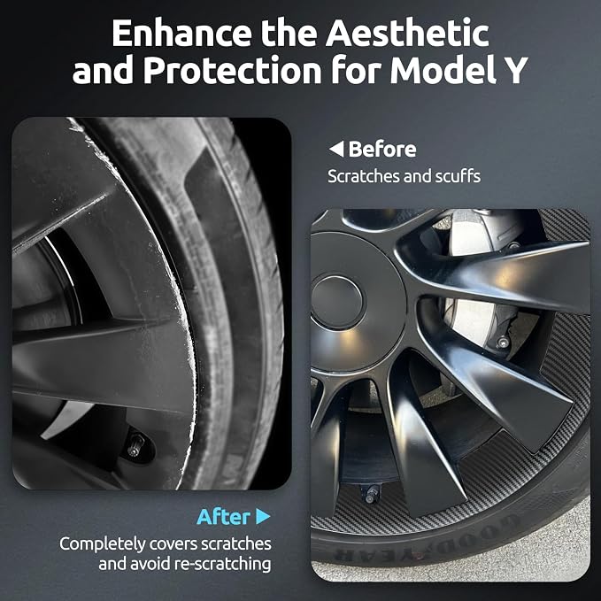 Wheel Rim Protector for Tesla Model Y 20 Inch Induction Wheels All-in-one Car Tire Trim Rings Rim Case Hubcaps Wheel Cover 2020-2024 Model Y Accessories