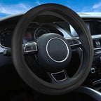 Black Mesh Steering Wheel Cover, Universal 15 inch, Elastic Stretch Microfiber Breathable Ice Silk Cover, Anti-Slip, Odorless, Sweat Absorption, Warm in Winter and Cool in Summer