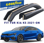 Goodyear Shatterproof in-Channel Window Deflectors for Kia K-5/K5 2021-2026, Rain Guards, Window Visors for Cars, Vent Deflector, Car Accessories, 4 pcs - GY008024