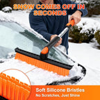 45.7" Extendable Snow Brush and Larger Ice Scrapers for Car Windshield, Scratch-Free Snow Brush with 360° Pivoting Head & Non-Slip Foam Grip, Ice Removal Tool for Car, SUV, Trucks