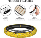 Yellow Steering Wheel Cover for Women,Universal Auto Steering Wheel 14-15 Inch Car Interior Accessories with 2PCS Car Coasters,Suitable for Men and Women