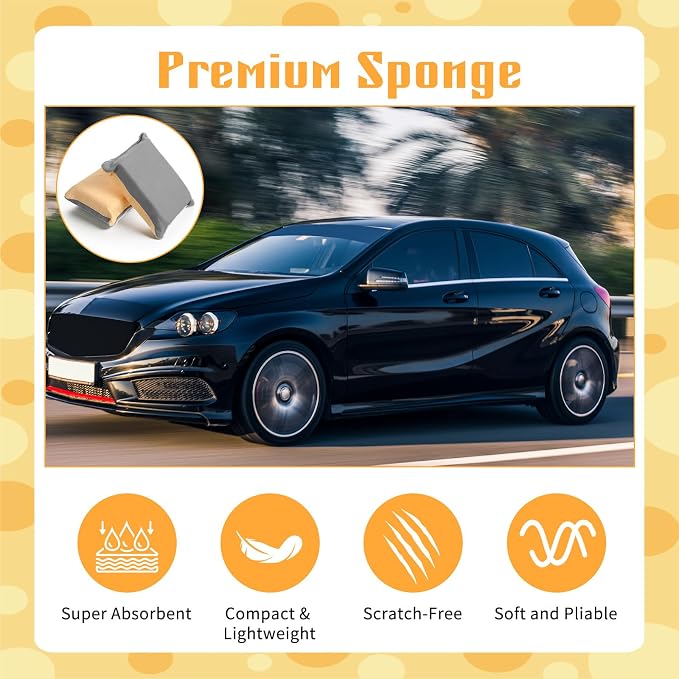 Windshield Defogger Sponge, 2 PCS Non-Woven Absorbent Sponges Glass Window Defogger for Car Windshield, Double-Sided Fleece Glass Sponge for Auto Glasss Interior Cleaning (Grey+Yellow)