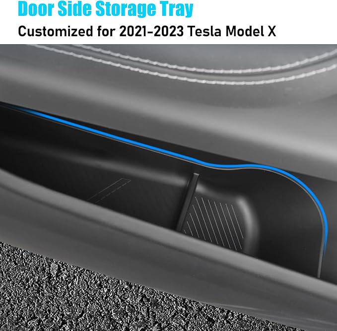 for 2021-2026 Tesla Model X Door Side Pocket Storage Box 2PCS | TPE Front door Pockets Inserts Organizer Tray Compatoble with Tesla Model X Accessories 2021 2022 2023 2024 2025 2026