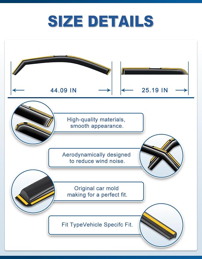 in-Channel Window Rain Guards Fit for 2018-2024 Toyota Camry,Rain Guards Visors Vent Visors Window Deflector, Vent Shades Car Accessories -4 pcs