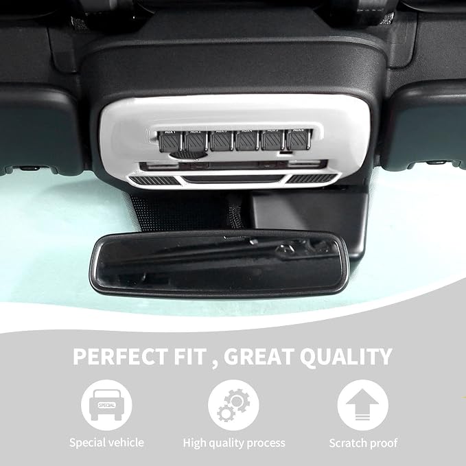 for Bronco Front Reading Light Panel Trim Cover Compatible with 2021-2025 Ford Bronco Interior Accessories 2-Door 4-Door, White (with AUX Switches)
