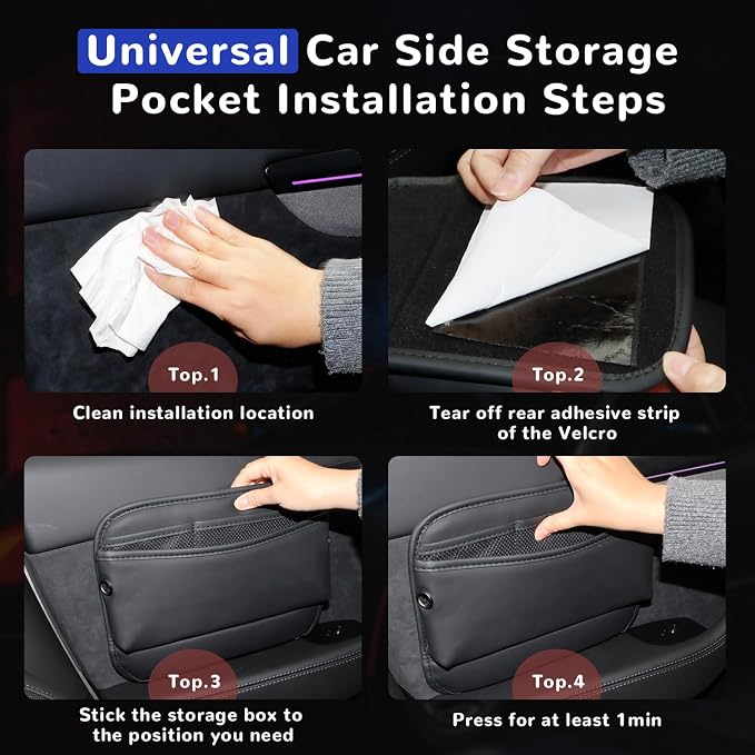 Car Seat Side Pocket Organizer Car Pocket Pouch for Seat, Door, Console, Car Seat Gap Filler Organizer Multifunctional Car Organizer Accessories for Phone Sunglasses Keys Cards (Large)