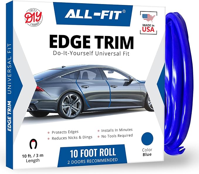 Car Door Edge Protector – Universal DIY Edge Trim to Prevent Scratches & Dings – Flexible Adhesive Molding Trim for Cars, Trucks & SUVs (10 Ft - Blue)