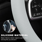 Car Steering Wheel Cover, 13 to 14.17 inches Anti-Slip Silicone Steering Wheel Protector, Soft Flexible Shock-Absorbent Steering Wheel Protective Cover for Most Car Models (Gray)