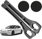 Car Seat Gap Filler Organizer Compatible with Tesla Model y Accessories Seat Gap Plug Blocker with Storage Slot Non-Slip Car Cup Holder Coaster Black