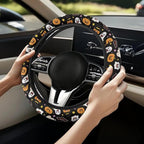 Elastic Steering Wheel Cover Non-Slip Steering Wheel Protection | Ghost Pumpkin Print, Halloween Decor, Steering Wheel Protector No Smell Fashion Machine Washable Universal