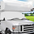 RV Windshield Cover Compatible with Class C Ford 1997-2026, UV Block Offer Complete Privacy with Light Preserves Interior (White Color with Mirror Cutouts)