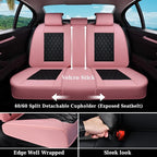 Coverado Universal Car Seat Covers Full Set, Stylish Waterproof Faux Leather Front & Rear Seat Protectors for Sedan SUV Truck, Luxury Fashion Interior – PinkBlack