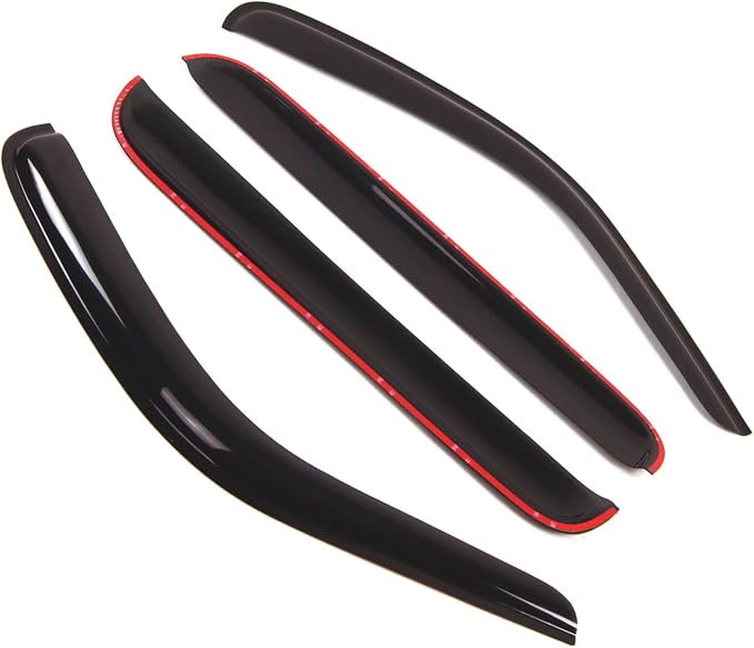 Outside Mount Window Vent Visors Rain Guards Compatible with Jeep Liberty 2008-2012 | Side Window Wind Deflectors Rain Shields | Black Tinted, 4 Pcs Set, BGWV-274