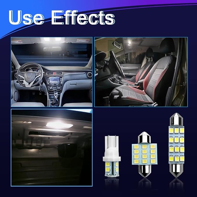 Interior Car Lights, Car Led Bulb, LED Interior Replacement Bulbs of 24 Sets for Interior Map Dome Lights and License Plate Courtesy Lights