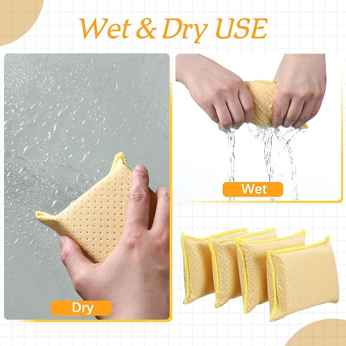 4 Pcs Car Windshield Defogger Sponge Window Cleaner Tool for Car Windshield Mirrors Glass No Scratch Absorbent Defogger Chamois Sponge Bulk Auto Wash Cleaning Supplies