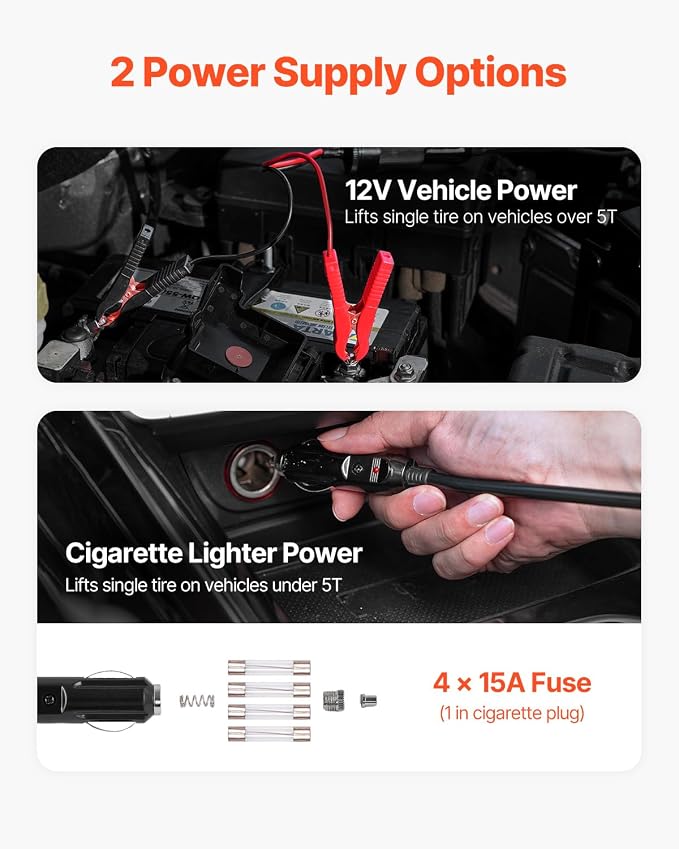 Electric Car Jack, 5 Tons /11000 lbs Electric Jack with Built-in Inflator, 12V Adjustable Tire Change Replacement with Secure Hammer & LED Light, Portable Jack kit for Sedan, SUV, Truck