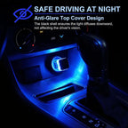 4 PCS Car Interior USB LED Lights, Square Ambient Mood Decorative Lamp, Portable Mini Soft Glow Night Light, Universal Plug and Play Lighting Accessory for Car & Home & Camping (Blue)