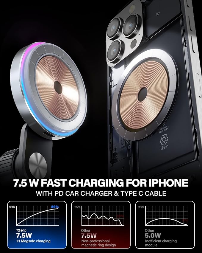 for MagSafe CD Car Mount Charger, Ultra Magnetic Phone Holder for CD Slot Charging, Fast Wireless Car Charger Mount Fit for iPhone 17 16 15 14 13 12 Pro Max Plus Mini (for Qi Charging)