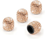 4 Pack Handmade Crystal Rhinestone Car Tire Valve Stem Caps, Car Wheel Tire Valve, Attractive Dustproof Bling Car Accessories, Universal for Cars, Trucks and Motorcycles-Orange