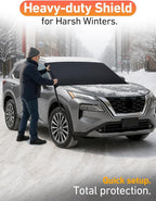 Windshield Cover Compatible for Nissan Rogue | Windshield Cover for Ice and Snow with S-Hook Straps | Heavy-Duty 600D Oxford Winter Car Cover, Waterproof & Anti-Slip