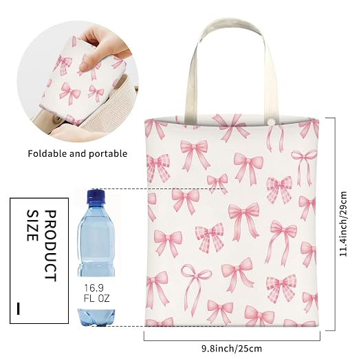 Cute Car Trash Can, Hanging Canvas Car Back Seat Organizer and Storage Bag, Funny Car Trash Bag for Travelling, Outdoor Cute Pink Bow