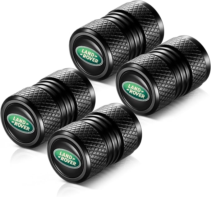 Tire Valve Stem Caps, Compatible with Land Rover Series Stem Cap Universal Car Air Cover Car Accessories for Cars, SUV, Truck, Motorcycles 4pcs （Black）..