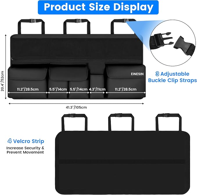 Car Organizer, Car Organizers and Storage with 9 Pockets, SUV Trunk Organizer for SUV/MPV/Truck, Car Essentials (41 * 20in)