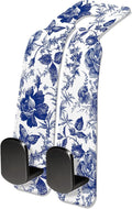 Car Seat Headrest Hook, Universal Leather Cute Hanger Holder Hook, Storage Organizer Interior Accessories for Purse Bags Handbag Luxury Blue Flowers