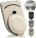 Sunglass Holder for Car Visor, Magnet Adsorbed Sunglasses Holder for Car Accessories Parts, Leather Car Sunglass Holder, Car Visor Sunglasses Clip for Glasses Cards (1PCS, Beige)