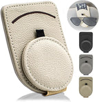 Sunglass Holder for Car Visor, Magnet Adsorbed Sunglasses Holder for Car Accessories Parts, Leather Car Sunglass Holder, Car Visor Sunglasses Clip for Glasses Cards (1PCS, Beige)